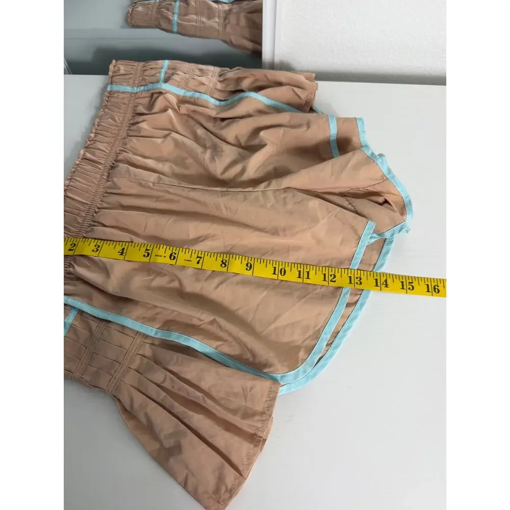 FP Movement Womens Easy Tiger Shorts Tan And Blue Workout Running Size Small